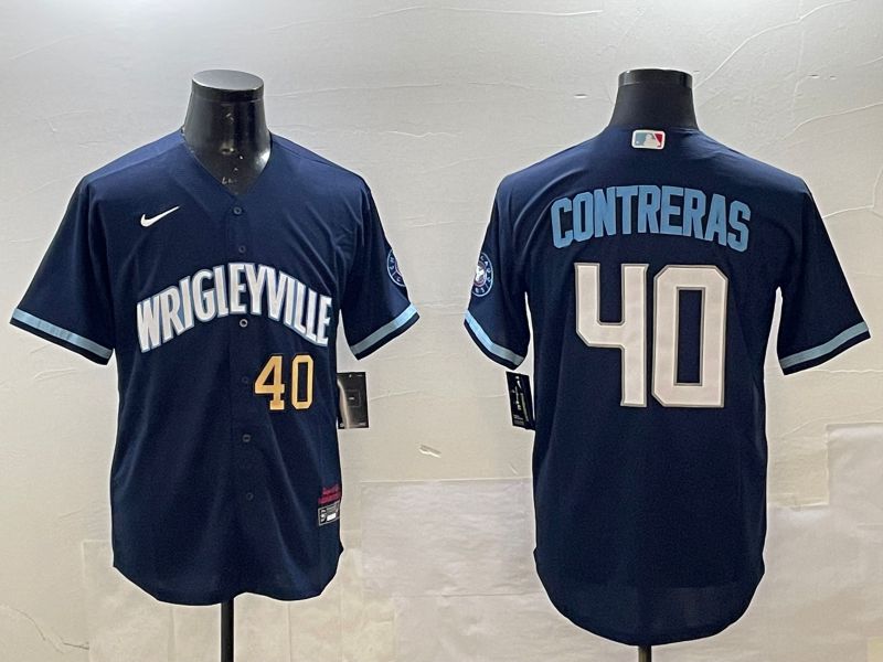 Men Chicago Cubs #40 Contreras Blue City Edition 2025 Nike MLB Jersey style 2